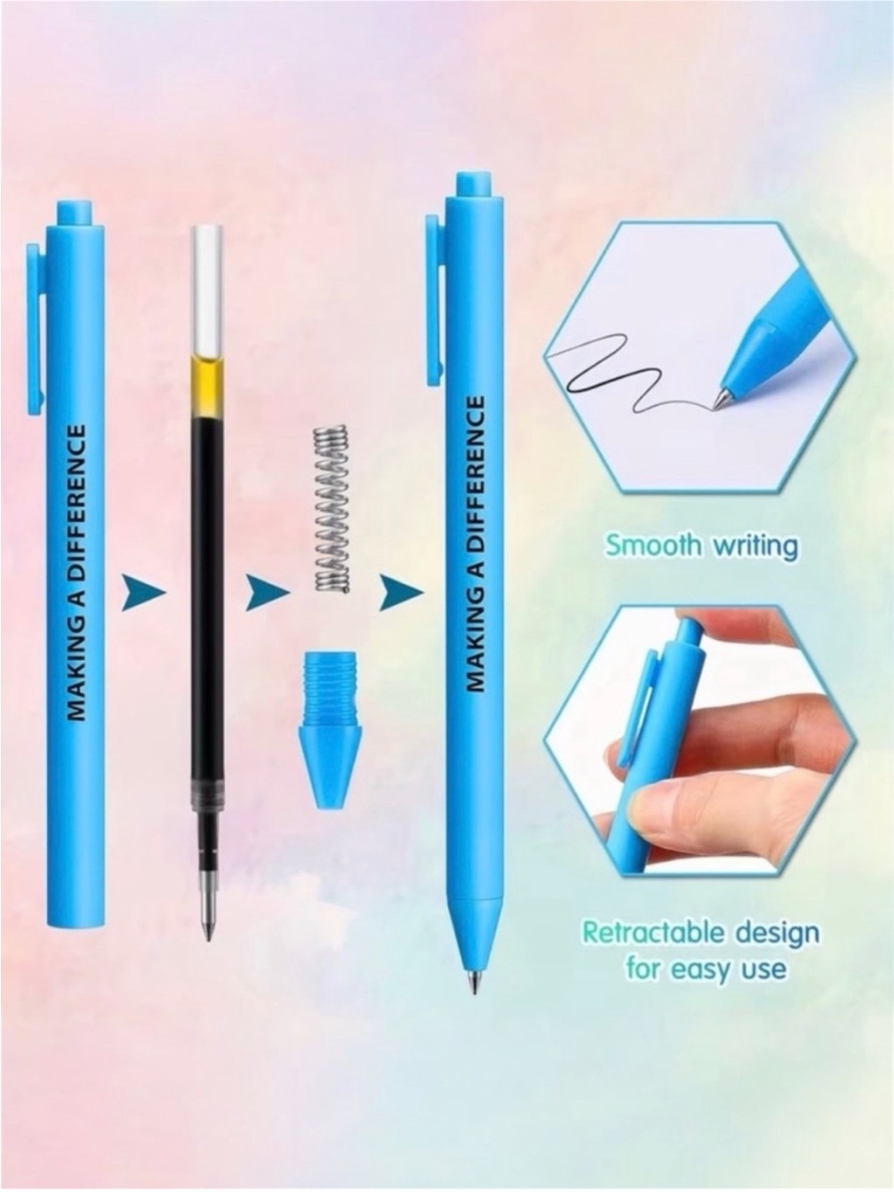 Motivational Quote Pens 10 Pack NWT Teacher Gift Black Ink Ballpoint Set - Picture 3 of 10